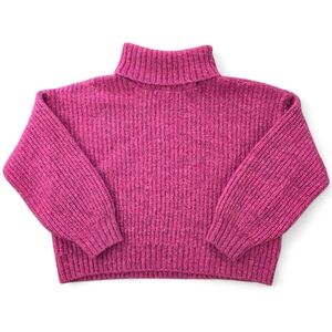 Old Navy Hot Pink Chunky Knit Turtleneck Sweater | Size Large